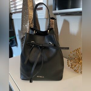 Furla leather bucket bag studs shoulder bag